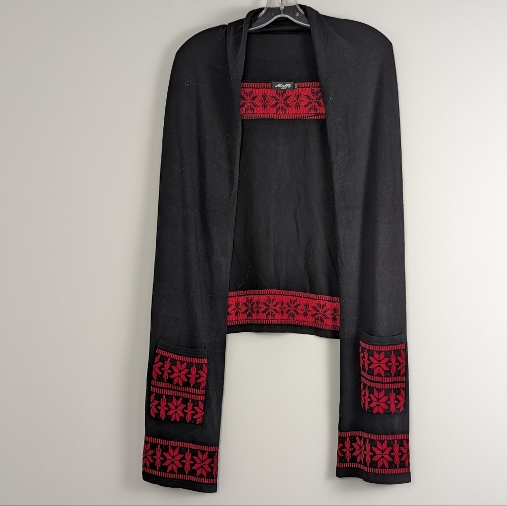 Moffi International Knit Cardigan with Red Snowflake Accents Size L/XL